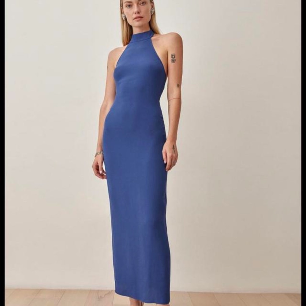 Royal Blue Reformation Long Halter Dress Size 4